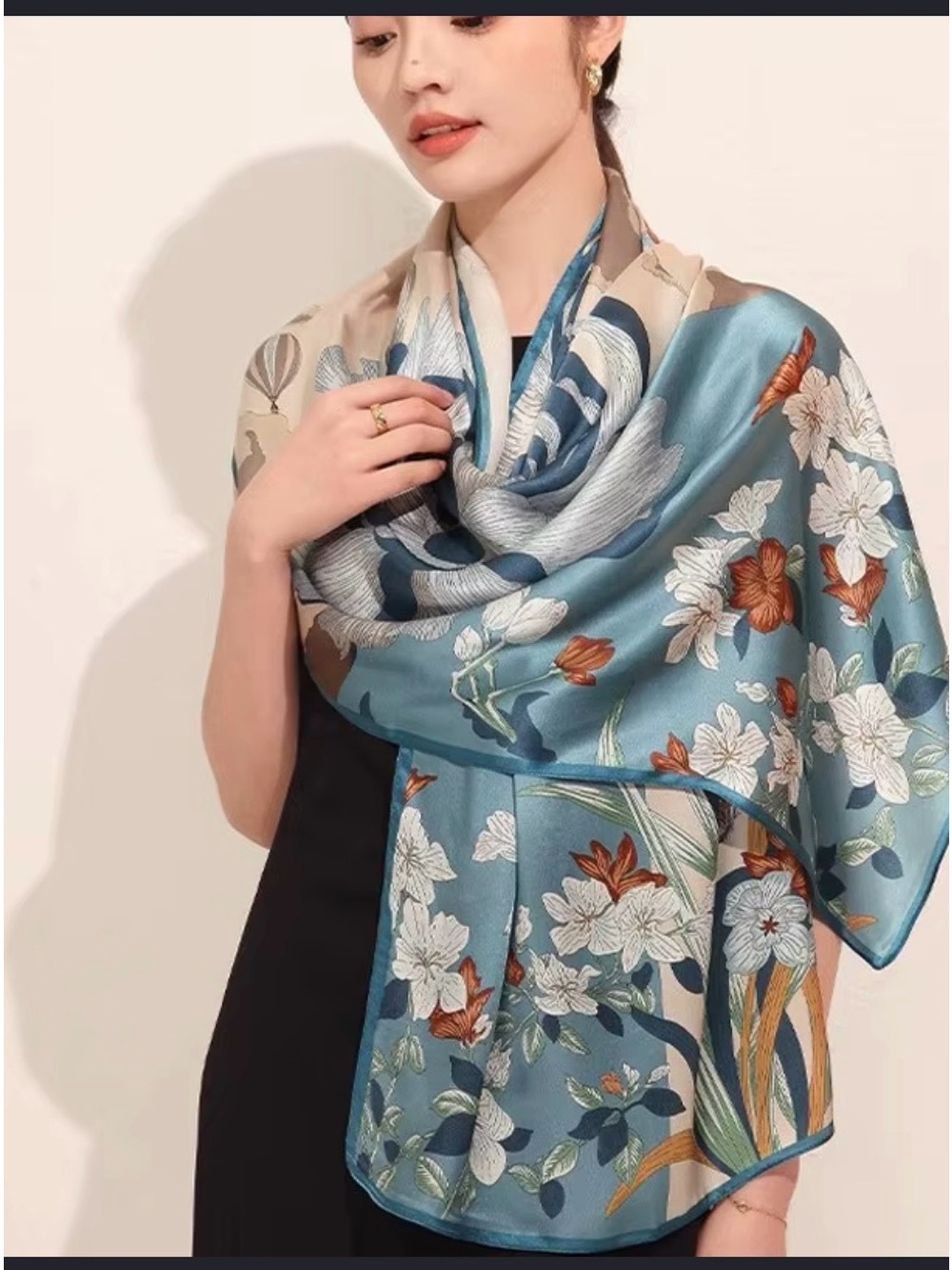 Silk 100% Floral Double Face Scarf